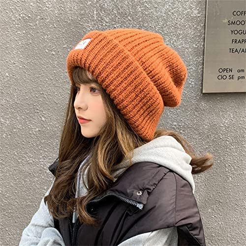 Chapéu de malha de cabeça grande solta chapéu de lã quente cetim outono ao ar livre e inverno