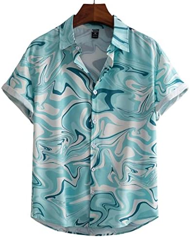 Camisas de verão para homens casuais de lapela solta digital de manga curta Buttonup camisa Dragão de praia Dragon Dress