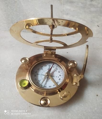 ANTIGO NAUTICAL GRAVADO BRASS GOLDEN GOLDEN GOLDS COMPASTION DIRITÓRIA MARITIMENTE NAVIGATIONAL Pocket Compass Tool