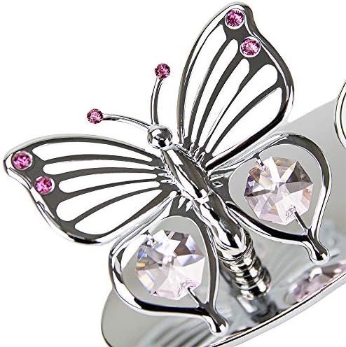 Butterfly de metal banhado a prata Melhor Nana de todos os tempos com vidro de cristal austríaco rosa | Bela ideia