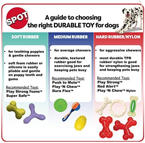 Spot por produtos éticos tocam ossos fortes mastigar brinquedos e brinquedos de bola para cães - Ótimo para mastigadores e filhotes agressivos - Ball - Pequeno 2,5 polegadas