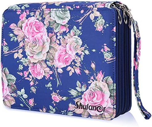 Shulaner 120 caça a lápis colorida com fechamento de zíper de grande capacidade Rose azul Oxford Oxford Pen Organizer Lápis