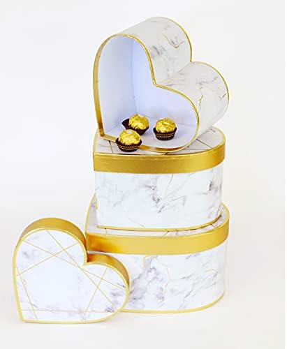 Unikpackaging Premium Quality Heart Flower Boxes, conjunto de 3, caixas de presente para arranjos de flores e presentes de luxo, com tampas, navios dos EUA