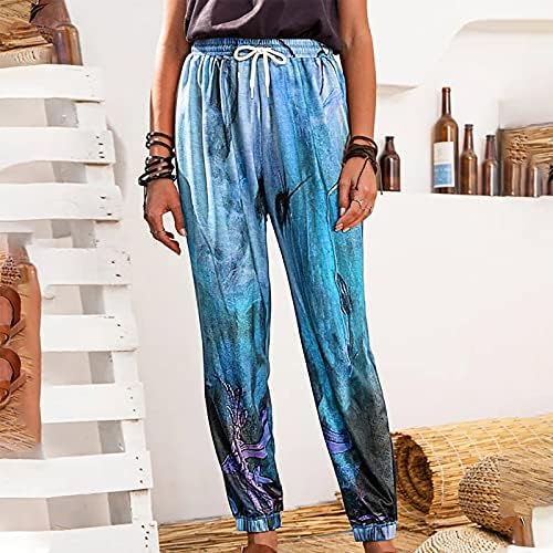 Flekmart Ladies Baggy Retro Graffiti Pants Sports Mid-Waist Sports Casual Casual Corretas