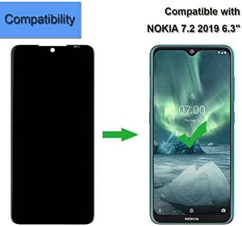 Tela LCD Compatível com Nokia 7.2 2019 TA-1193 TA-1178 TA-1196 TA-1181 6,3 polegada LCD Touch Scret Exibir