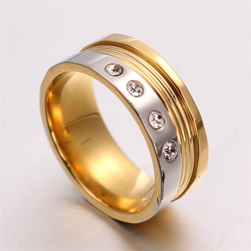 Kolesso 8mm 316l Rings para homens Mulheres quatro CZ anel de noivado de anel de trajetória de cristal 8mm-49354
