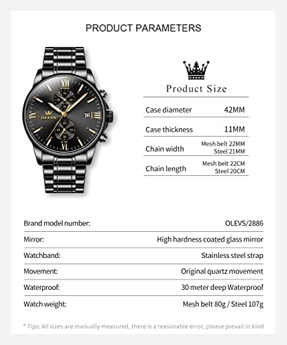 Olevs assiste homens cronógrafos de aço inoxidável relógios para homens luxuosos à prova d'água com data de quartzo analógico Business Watch Fashion Menom Watches Macho