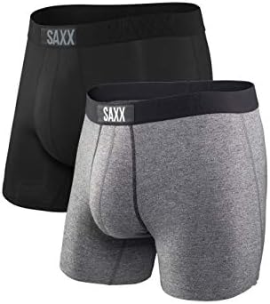 Roupa íntima masculina Saxx-vibe resumos de boxe super macio com suporte de bolsa embutido-pacote de 2, roupas íntimas para homens