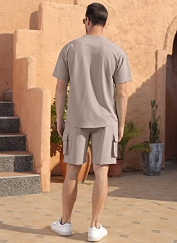 Yawyews masculina roupas de 2 peças casuais shorts de cargo de traje de verão