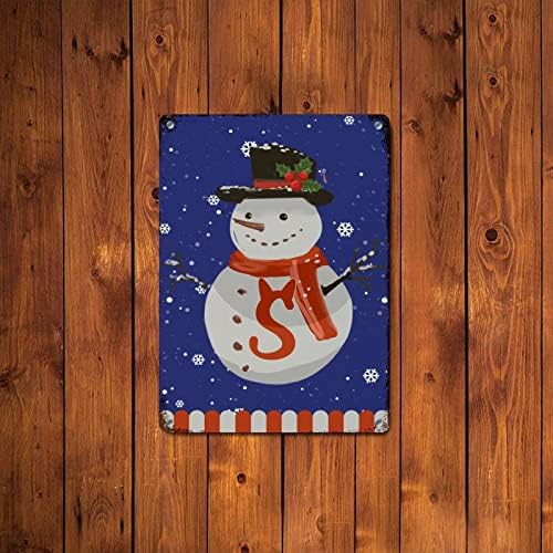 Christmas Metal Sinais de letra inicial personalizada Cenagem de inverno de boneco de neve