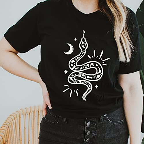 Celestial Snake Moon Tshirt Witchy Moon Shirt Shirts Presente para suas roupas estéticas
