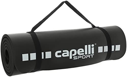 Capelli Sport Yoga Mat non Slip, Eva Fitness e Treping Tap com alça de transporte, preto, 1/2 polegada de espessura