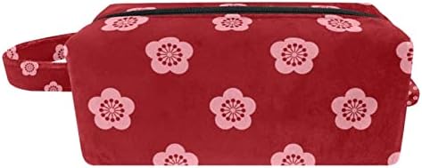 Tbouobt Bolsa cosmética para mulheres, bolsas de maquiagem Bolsa de higiene pessoal espaçosa presente de viagem, flores japonesas Flores vermelhas Floral Vintage