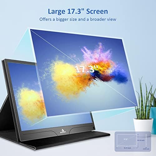 NEXIGO 4K Monitor portátil de 17,3 polegadas, 400 nits, FreeSync, Adobe RGB, HDR IPS Display, Tela ocular dos alto -falantes duplos com expansão OTG, para laptop PC/Mac/Console/PS5, VESA e capa inteligente