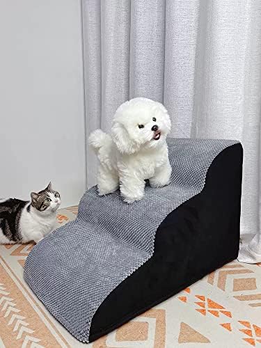 Escadas de animais de estimação para cães e gatos, escadas de cães de espuma de 3 passos e rampa, suporte durável para