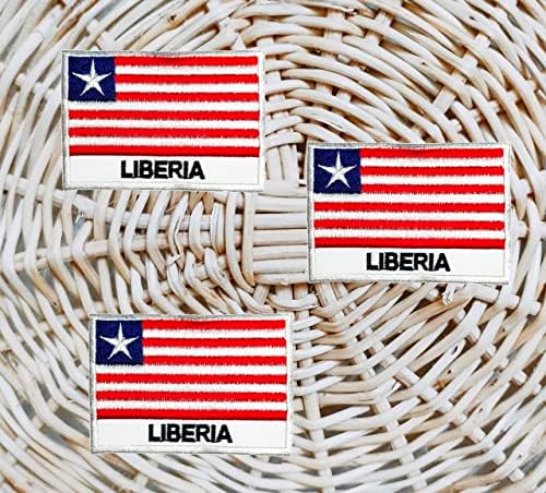 Patches da bandeira da Libéria. Liberia National Country Flag Patches Bordered Black Swer On Patch Acessory Cashing Jacket Polo