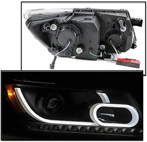 ZMAUTOPTS para 2009-2017 Dodge Journey LED DRL Black Projector Firheads Headlamps com 6,25 LED LED WHITE DRL LUZES