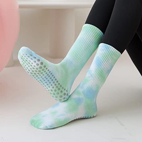 XTBPQMX Mulheres Yoga Pilates Grip Socks 3 Packs Pacote colorido Dye de tie colorido Não deslize meias de barre