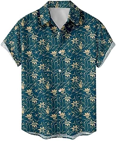 Camisas havaianas para homens de verão de manga curta Botão da blusa de lapela de lapela de praia Casual Tops