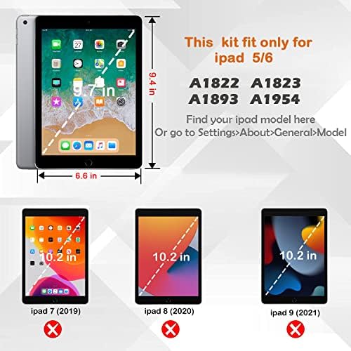 Nozza iPad 5th/6th 9,7 polegadas de 2017 e 2018 Caso modelo para crianças com protetor de tela, PC Silicone Handheld Rotatable
