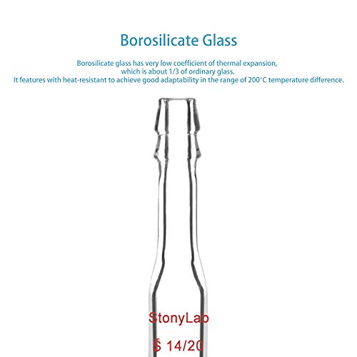 Adaptador de entrada reto de vidro Stonylab com articulação de vidro de 14/20 masculino e copo de gama de laboratório