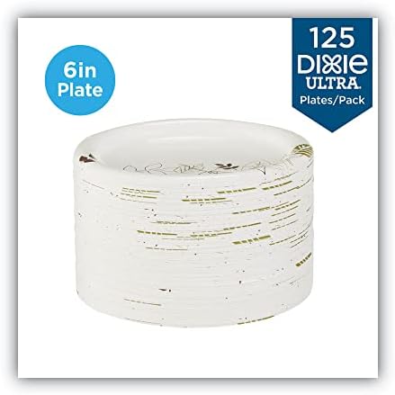 Dixie Ultra - Placas de papel pesado de caminhos, 5 7/8 dia, branco/marrom/ouro, 125/pack sxp6wspk (DMI PK