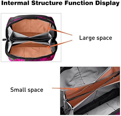 Sacos de cosméticos, sacos de cosméticos de margarida rosa, sacos de maquiagem portáteis multifuncionais, organizador de bolsas cosméticas
