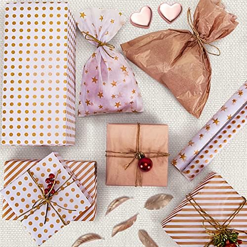 Larcenciel Paper, 120 folhas Papel de lenço de ouro rosa volume, papel de embrulho para sacos de presente, flor, namorados,