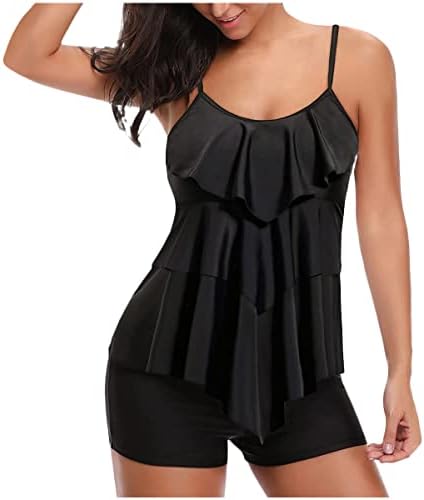 NXXYEEL TANKINI Ternos de banho para mulheres com shorts de garotos Tommumy Control Ruffle Swim Tops Summer New Swimsuit