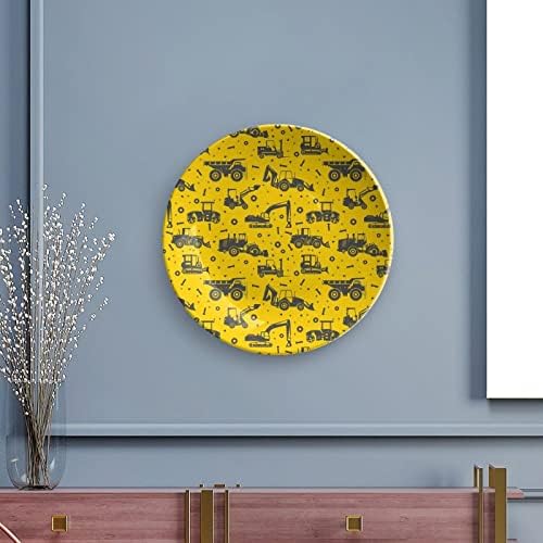 Escavagadora de desenhos animados e placas decorativas de cerâmica de trator com ornamentos pendurados em china pendurada placas