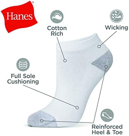Valor das mulheres da Hanes, meias que ganham umidade macia com corte de baixo corte, 10 pacotes