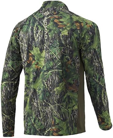 Nomad Mens Pursuit 1/4 Pullover de Zip | Camisa de caça com proteção solar, mossy Oak Shadowleaf, médio