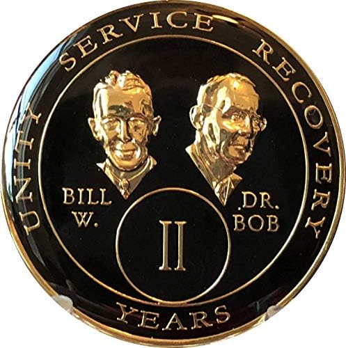 2 anos AA Medallion Black Gold Plated Tri-Plate Founders Bill & Bob Chip II