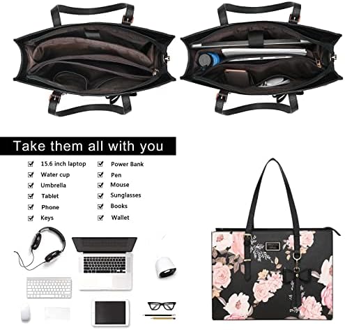 Mosis Laptop Saco Compatível com MacBook, Notebook e Chromebook de 17-17,3 polegadas, PEONY PU LAVEL VIAGENS BREAWCASCE COM INFERIOR