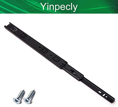 Yinpecly slides de gaveta de aço laminado de 14 polegadas de 14 polegadas, rolamento de bola de extensão completa trilho de trilho de lâmina de 35 mm de largura 100 lb preto 1 par