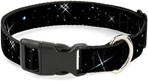Colar de clipe de plástico de fivela - estrelas brilhantes em preto/branco - 1 de largura - se encaixa no pescoço