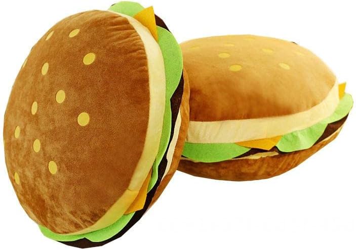 Kykht Hamburger Pillow - travesseiro de pelúcia de hambúrguer de 16 polegadas, travesseiros macios macios de hambúrguer recheado