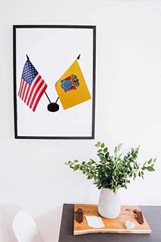 Zigvert America & New Jersey Twin Desk Flag, Us New Jersey Table Bandeiras, 8 x 5 polegadas American & New Jersey