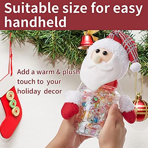 2 em 1 frascos de doces de Natal, decoração de férias em casa, jarra de biscoito de plástico transparente com boneca de boneco de neve,