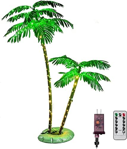 Palmeira iluminada, 5 pés 8 modos Luzes artificiais de palmeira com controle remoto, timer e adaptador, 202 LEDS Luzes de