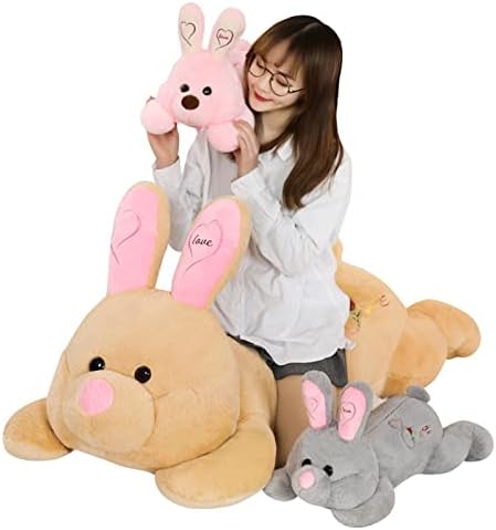 Jrenbox Plush Toys Rabbit Pluxus Toy Bed para acompanhá -lo para dormir, travesseiro, travesseiro, menina, coelho branco fofo, boneca
