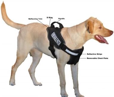 Cachorrinha alfa de nylon de nylon arnês com placa torácica removível e manchas de velcro de cão de serviço, tamanho grande, tamanho