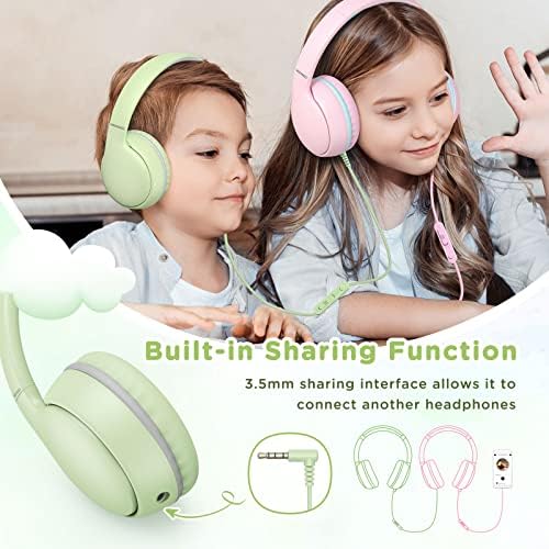 Weneed Kids fones de ouvido com microfone, fones de ouvido KIDS-94DB VOLUME LIMITED, fones de ouvido com fio dobrável