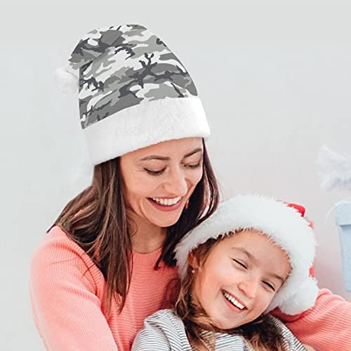 Camuflagem cinza chapéu de Natal Papai Noel Chapé