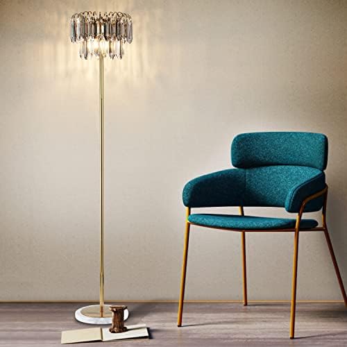 Lâmpada de chão de cristal aosihua, lâmpada elegante de lâmpada moderna lâmpada de piso acabamento de latão de lâmpada de vara