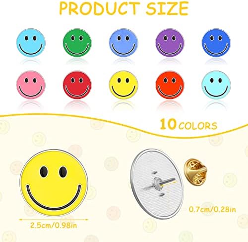 100 PCs Happy Face Pins de lapela Botões de esmalte de esmalte fofo Pinos divertidos com butterfly clasp liga de zinco