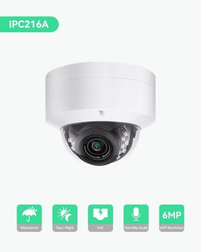 Sistema de câmera de segurança de canal LINOVISION 32 Para empresas, câmeras de 6MP Poe Dome com MIC para áudio de uma maneira, 4K NVR com proteção de proteção ou aplicativo HIK Connect, 8 TB, para segurança comercial para segurança