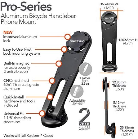 Rokform - iPhone 14 Pro Dual Magnet & MagSafe compatível com caixa de cristal + montagem por telefone de bicicleta da série Pro