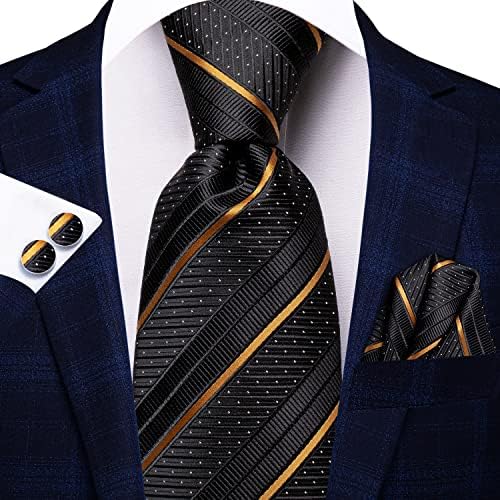 HI-TIE Mens xadrez de gravata clássica com lençóis.