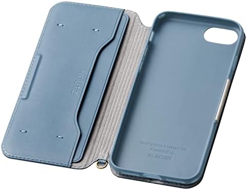 Elecom pm-a22sply2bu capa para iPhone SE /8/7, couro, à prova de choque, azul
